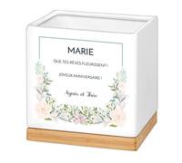 Maverton Pot de Fleur Personnalisable - jardinière en céramique avec Soucoupe - pour Femme - Accessoire pour Maman - Pot Plantes pour Elle - Anniversaire - Bonsai et succulentes - Anniversaire