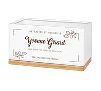 Maverton Pot de Fleur Personnalisable - Jardinière en céramique + Soucoupe en Bambou - décoration Maison - pour Femme - Accessoire pour Maman - Pot Plantes avec Impression - Retraite