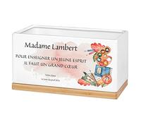 Maverton Pot de Fleur Personnalisable - Jardinière en céramique + Soucoupe en Bambou - décoration Maison - pour Femme - Accessoire pour Maman - Pot Plantes avec Impression - maîtresse
