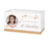 Maverton Pot de Fleur Personnalisable - Jardinière en céramique + Soucoupe en Bambou - décoration Maison - pour Femme - Accessoire pour Maman - Pot Plantes avec Impression - Plantes Magiques