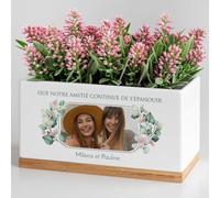 Maverton Pot de Fleur Personnalisable - Jardinière en céramique + Soucoupe en Bambou - décoration Maison - pour Femme - Accessoire pour Maman - Pot Plantes avec Impression - amitié