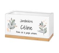 Maverton Pot de Fleur Personnalisable - Pot en céramique + Soucoupe en Bambou - décoration Maison - pour Femme - Accessoire pour Maman - avec Impression - jardinière