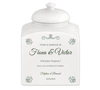 Maverton Pot en céramique personnalisé - Bocal à biscuits avec couvercle - pour couple - Rangement cuisine - pour parents - jeunes mariés - mariage - noces - anniversaire - Mariage