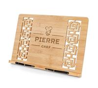Maverton Pupitre Livre pour homme - Support de Lecture gravé pour lui - 24cmx39cm - Bois de bambou - Accessoire personnalisé - Pour livre de cuisine - Pour Anniversaire - Toque blanche
