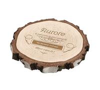 Maverton Rondin de bois avec gravure pour femme - Tranche de bois naturel - Rondelles bois avec personnalisation - anniversaire - pour elle - maman/mamie - deco maison - Merci