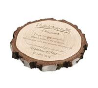 Maverton Rondin de bois personnalisable - Tranche de bois naturel Rond Bois De Bouleau Avec Gravure - Cadeau Couple - Cadeau personnalisé - anniversaire mariage - noces - decoration en bois - parents