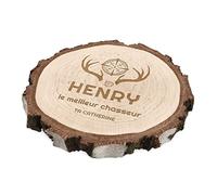 Maverton Rondin de Bois personnalisé - pour Homme - Disque en Bois gravé - pour Anniversaire - pour Lui - Papa/Papy - Deco - Souvenir - sous-Verre en Bois Naturel - Chasseur