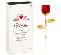 Maverton Rose éternelle en cristal - Fleur de Rose avec Boîte personnalisable - Souvenir pour femme - pour anniversaire - motif d’amour - pour elle/maman/mamie/amie - belle femme