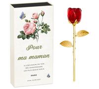 Maverton Rose éternelle en cristal - Fleur de Rose avec Boîte personnalisable - Souvenir pour femme - pour anniversaire - motif d’amour - pour elle/maman/mamie/amie - anniv