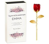 Maverton Rose éternelle en cristal - Fleur de Rose avec Boîte personnalisable - Souvenir pour femme - pour anniversaire - motif d’amour - pour elle/maman/mamie/amie - amie