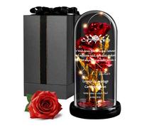 Maverton Rose Eternelle sous Cloche LED avec Gravure - Rose Immortelle Rouge avec Lumière Chaude LED - Idee Cadeau Couple - Cadeau Personnalisé Amour pour Amis Saint-Valentin Mariage - Citations