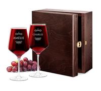 Maverton Set de 2 verre a vin en Cristal - Verres gravés 530 ml - Verres XL Cadeau Personnalisé - Cadeau couple - Set a vin pour parents - cadeau mariage - Duo