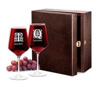 Maverton Set de 2 verre a vin en Cristal - Verres gravés 530 ml - Verres XL Cadeau Personnalisé - Cadeau couple - Set a vin pour parents - cadeau mariage - Initials
