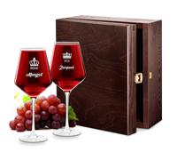 Maverton Set de 2 Verres à Vin en Cristal - Verres gravés 490 ml - Cadeau d’anniversaire pour chaque Couple - Verre Classique pour parents - amis - Royaume