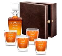 Maverton Set de 4/6 Verres et Carafe Whisky personnalisés - Ensemble gravé pour couple - Set Whisky pour amis - Cadeau Couple - Saint Valentin - Anniversaire Mariage - Famille