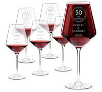Maverton Set de 6 Verres à Vin en Cristal - Verre gravé 490 ml - Cadeau anniversaire pour chaque Couple - Verres Classiques pour parents - Cadeau personnalisé - Noces
