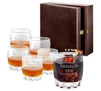 Maverton Set de 6 Verres à whisky personnalisé - Cadeau d’anniversaire - Verres classiques pour les connaisseurs de whisky - Un cadeau personnalisé pour homme - Monde