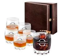 Maverton Set de 6 Verres à whisky personnalisé - Cadeau d’anniversaire - Verres classiques pour les connaisseurs de whisky - Un cadeau personnalisé pour homme - Simple
