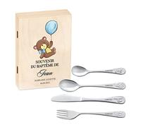 Maverton Set de couverts enfant - cadeau personnalisé pour garçon - Coutellerie dans coffret imprimé - Couverts Thème Animal - Cadeau bapteme garcon - Cadeau Noel - Cadeaux bébé - Couvert bebe - VOL