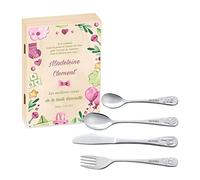 Maverton Set de couverts personnalisé dans boîte en bois imprimée - Thème Animal - Cadeau d'anniversaire personnalisé - Pour filles - Cadeaux bébé - Coutellerie gravée - ARC