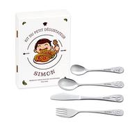 Maverton Set de couverts personnalisé pour garçon - Coutellerie dans coffret imprimé - Couverts Thème Animal - Cadeau d'anniversaire - Cadeaux bébé - Couverts gravés - REPAS