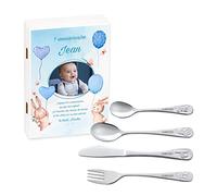 Maverton Set de couverts personnalisé pour garçon - Coutellerie dans coffret imprimé - Couverts Thème Animal - Cadeau d'anniversaire - Cadeaux bébé - Couverts gravés - Photo 9