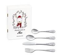 Maverton Set de couverts personnalisé pour garçon - Coutellerie dans coffret imprimé - Couverts Thème Animal - Cadeau d'anniversaire - Cadeaux bébé - Couverts gravés - CERF