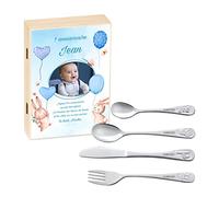 Maverton Set de couverts personnalisé pour garçon - Coutellerie dans coffret imprimé - Couverts Thème Animal - Cadeau d'anniversaire - Cadeaux bébé - Couverts gravés - Photo 9