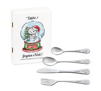 Maverton Set de couverts personnalisé pour garçon - Coutellerie dans coffret imprimé - Couverts Thème Animal - Cadeau d'anniversaire - Cadeaux bébé - Couverts gravés (BALLE)