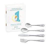 Maverton Set de couverts personnalisé pour garçon - Coutellerie dans coffret imprimé - Couverts Thème Animal - Cadeau d'anniversaire - Cadeaux bébé - Couverts gravés - CIEL
