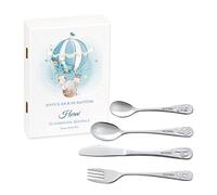 Maverton Set de couverts personnalisé pour garçon - Coutellerie dans coffret imprimé - Couverts Thème Animal - Cadeau d'anniversaire - Cadeaux bébé - Couverts gravés - AÉROSTAT