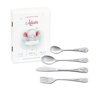 Maverton Set de couverts personnalisé pour garçon - Coutellerie dans coffret imprimé - Couverts Thème Animal - Cadeau d'anniversaire - Cadeaux bébé - Couverts gravés - Eléphant