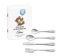 Maverton Set de couverts personnalisé pour garçon - Coutellerie dans coffret imprimé - Couverts Thème Animal - Cadeau d'anniversaire - Cadeaux bébé - Couverts gravés - VOL
