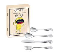 Maverton Set de couverts personnalisé pour garçon - Coutellerie dans coffret imprimé - Couverts Thème Animal - Cadeau d'anniversaire - Cadeaux bébé - Couverts gravés - MONSTRE