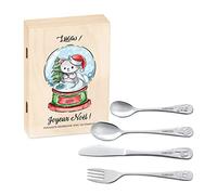 Maverton Set de couverts personnalisé pour garçon - Coutellerie dans coffret imprimé - Couverts Thème Animal - Cadeau d'anniversaire - Cadeaux bébé - Couverts gravés - BALLE