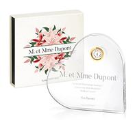 Maverton Statuette cœur en cristal personnalisable avec horloge et Boîte imprimée pour couple - Souvenir de mariage - pour noces - pour parents - amis - pour anniversaire - m et mme -