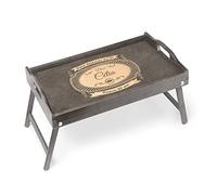 Maverton Table Pliante de lit - Table en Bois de pin - Table Pliante à Manger avec Gravure - Cadeau d’Anniversaire pour Femme - Plateau Petit déjeuner pour Elle - Petit-déjeuner