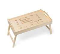 Maverton Table Pliante de lit - Table en Bois de pin - Table Pliante à Manger avec Gravure - Cadeau d’Anniversaire pour Femme - Plateau Petit déjeuner pour Elle - Délicieuse