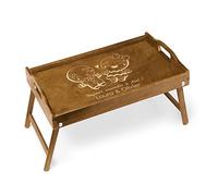 Maverton Table Pliante personnalisée de lit - Plateau de lit avec Gravure - Table en Bois de pin pour Femme - Cadeau de Noël pour Homme - avec poignées Transport - Toujours