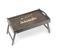 Maverton Table Pliante personnalisée de lit - Plateau de lit avec Gravure - Table en Bois de pin pour Femme - Cadeau de Noël pour Homme - avec poignées Transport - Forêt