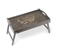 Maverton Table Pliante personnalisée de lit - Plateau de lit avec Gravure - Table en Bois de pin pour Femme - Cadeau de Noël pour Homme - avec poignées Transport - Ensemble