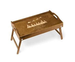 Maverton Table Pliante personnalisée de lit - Plateau de lit avec Gravure - Table en Bois de pin pour Femme - Cadeau de Noël pour Homme - avec poignées Transport - Forêt