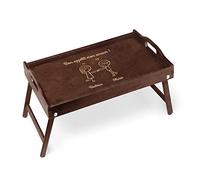 Maverton Table Pliante personnalisée de lit - Tablette au Petit déjeuner pour Parents - Table gravée en Bois de pin - Cadeau pour l’Anniversaire de Mariage pour Couples - Bon appétit