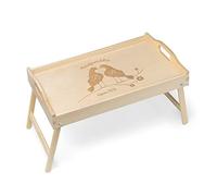 Maverton Table Pliante personnalisée de lit - Tablette au Petit déjeuner pour Parents - Table gravée en Bois de pin - Cadeau pour l’Anniversaire de Mariage pour Couples - Inséparables