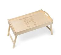 Maverton Table Pliante personnalisée de lit - Tablette au Petit déjeuner pour Parents - Table gravée en Bois de pin - Cadeau pour l’Anniversaire de Mariage pour Couples - Bon appétit