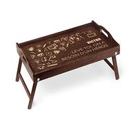 Maverton Table Pliante personnalisée de lit - Tablette au Petit déjeuner - Table en Bois de pin pour Lui - Cadeau d’Anniversaire pour Homme - Support d’Ordinateur - Héros