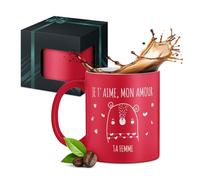 Maverton Tasse en céramique à personnaliser pour homme - 33 cl Mug original à café/thé avec votre texte gravé pour lui - pour prof - collègue - cadeau d’anniversaire - rouge mat - pour mari