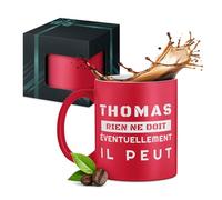 Maverton Tasse en céramique à personnaliser pour homme - 33 cl Mug original à café/thé avec votre texte gravé pour lui - pour prof - collègue - cadeau d’anniversaire - rouge mat - proverbe