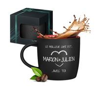 Maverton - Tasse en céramique personnalisée pour couples - 0,4l Mug original avec Coffret Cadeau pour parents - souvenir anniversaire de mariage - crémaillère - Noël - intérieur rouge - meilleur café
