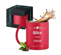 Maverton Tasse en céramique personnalisée pour femme - 330 ml Mug décoratif pour maman - pour anniversaire - Noël - Saint-Valentin - Tasse à café avec Coffret Cadeau - rouge mat - mon cœur